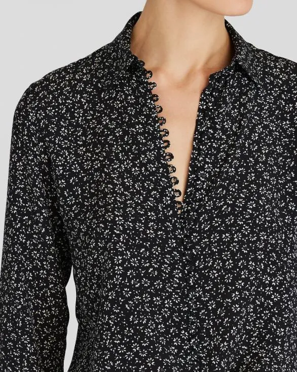 Club Monaco Tops Printed Helek Silk Shirt Black Base 8211 Women