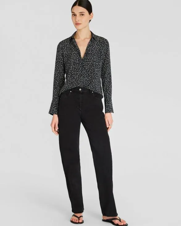 Club Monaco Tops Printed Helek Silk Shirt Black Base 8211 Women