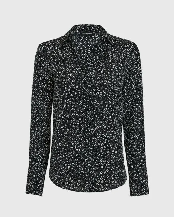 Club Monaco Tops Printed Helek Silk Shirt Black Base 8211 Women