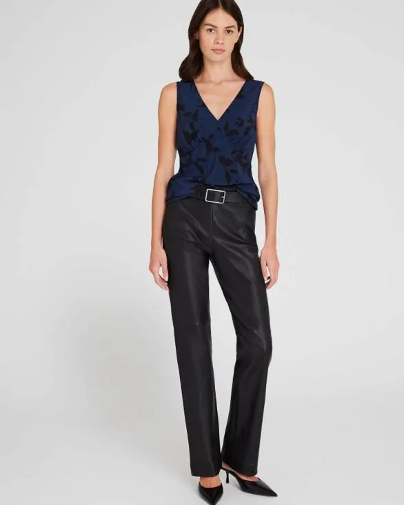 Club Monaco Tops Printed Silk VNeck Sleeveless Top Blue Mix 8211 Women