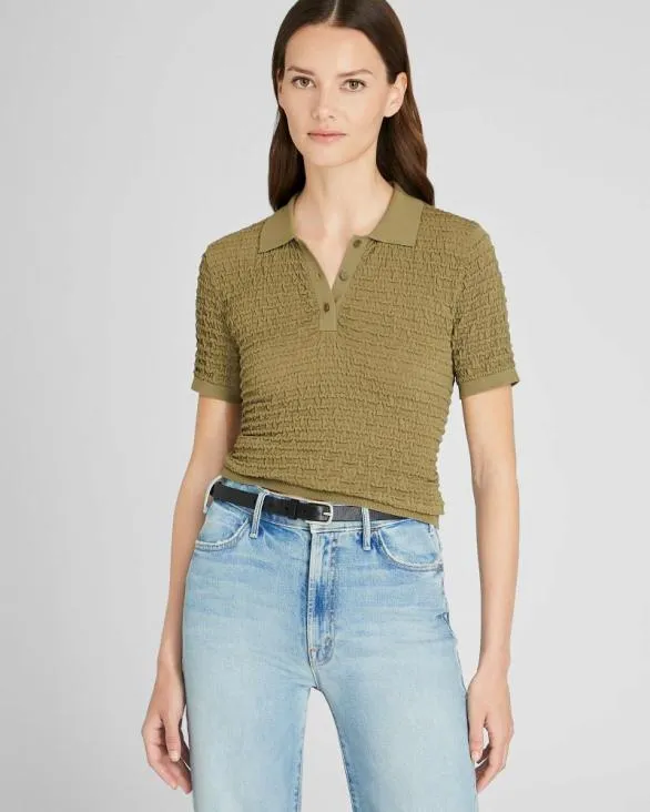 Club Monaco Tops Pucker Stitch Polo Thyme 8211 Women