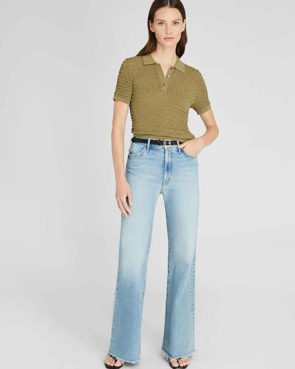 Club Monaco Tops Pucker Stitch Polo Thyme 8211 Women