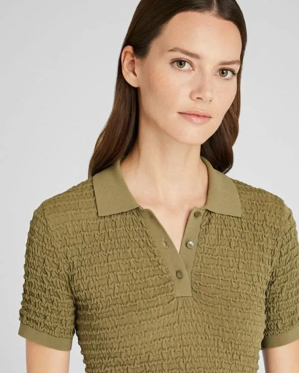 Club Monaco Tops Pucker Stitch Polo Thyme 8211 Women