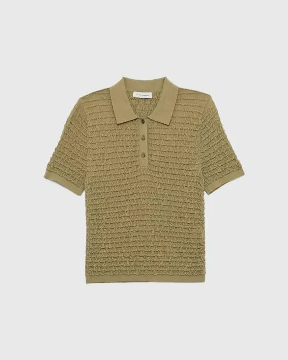 Club Monaco Tops Pucker Stitch Polo Thyme 8211 Women