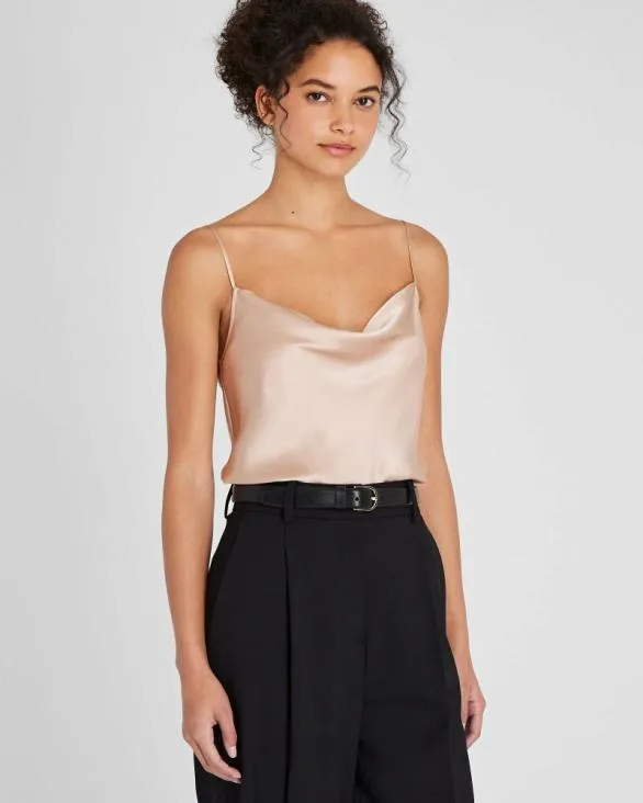 Club Monaco Tops Silk Charmeuse Cowl Neck Cami Dusty Rose 8211 Women