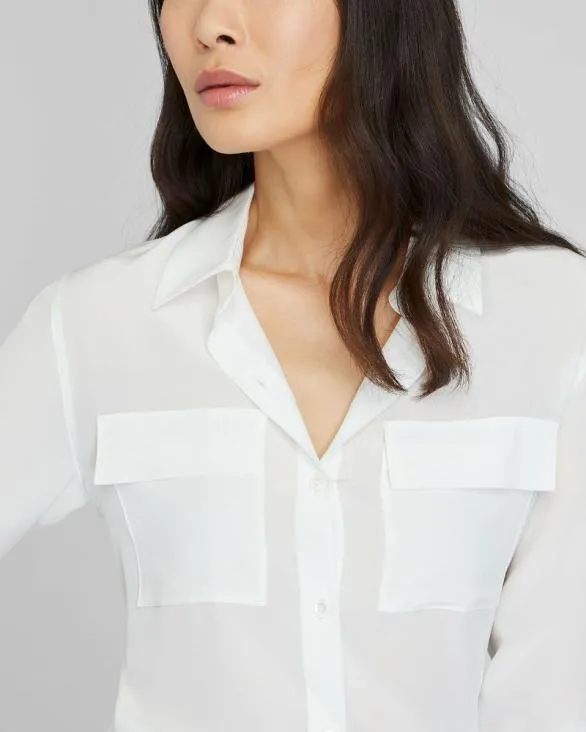 Club Monaco Tops Silk Utility Shirt White 8211 Women