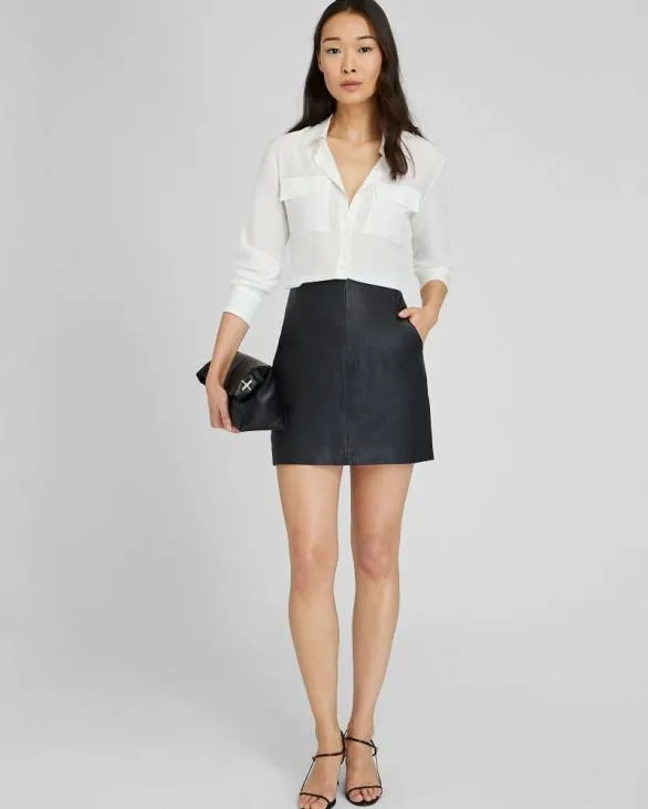 Club Monaco Tops Silk Utility Shirt White 8211 Women