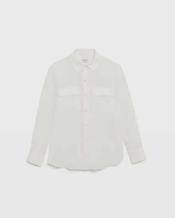 Club Monaco Tops Silk Utility Shirt White 8211 Women