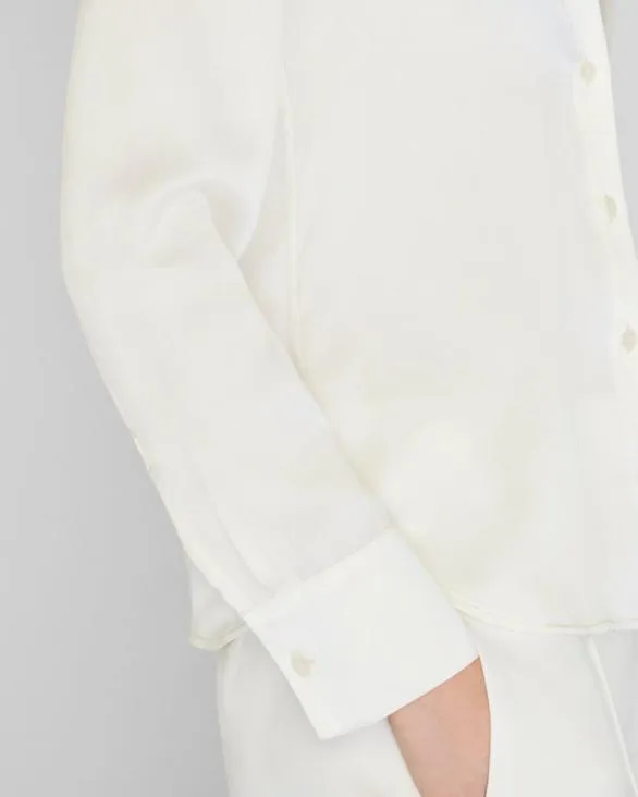 Club Monaco Tops Slim Fit Silk Charmeuse Shirt Ecru 8211 Women