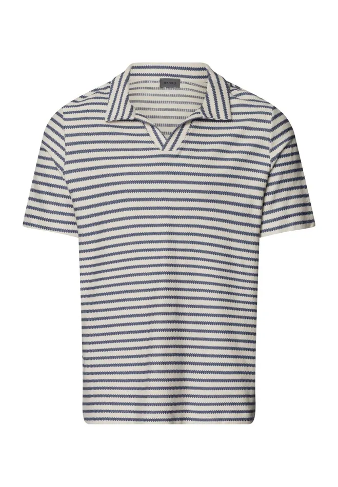 Collared Organic Cotton Top Deep Breeze Stripe Men HANRO Tops and Tees