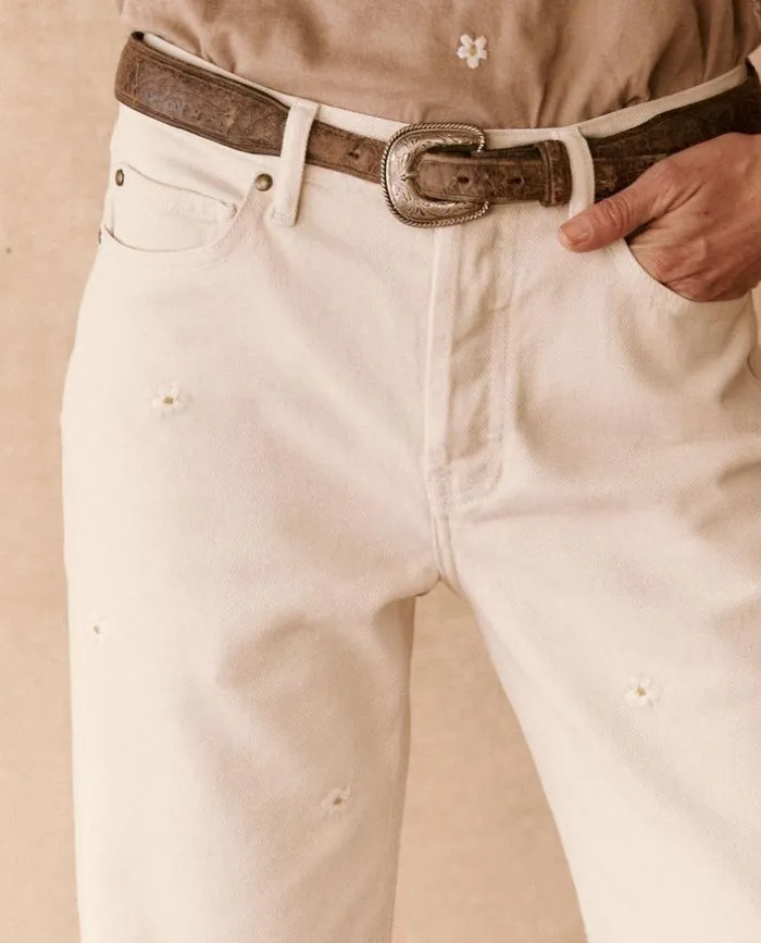 Collection The Great The Embroidered Daisy Wayne Jean Natural With Embroidered Daisies Collection The Great The Embroidered Daisy Wayne Jean Natural With Embroidered Daisies