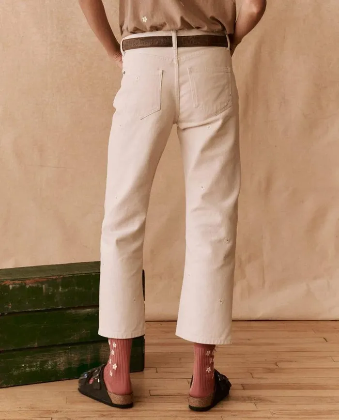 Collection The Great The Embroidered Daisy Wayne Jean Natural With Embroidered Daisies