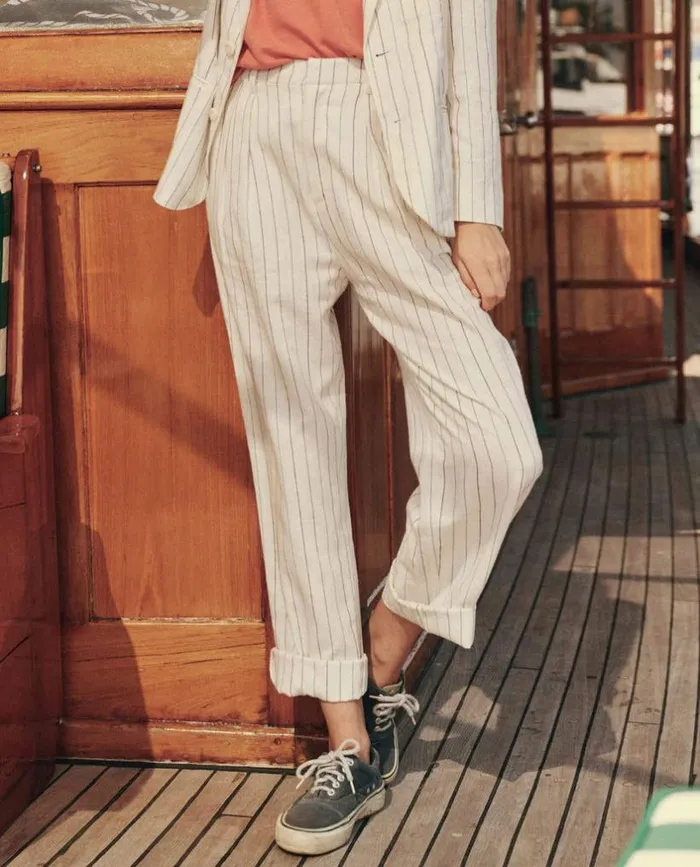 Collection The Great The Maker Trouser Cream Pinstripe