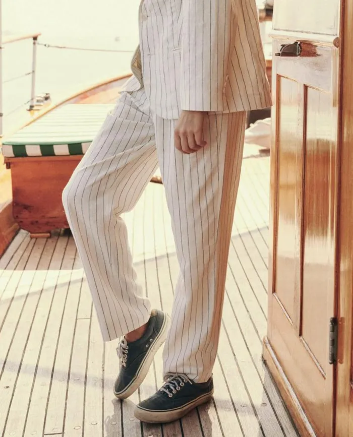 Collection The Great The Maker Trouser Cream Pinstripe