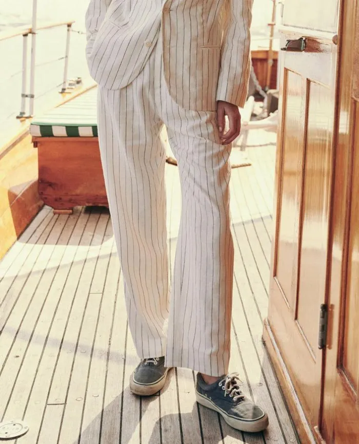 Collection The Great The Maker Trouser Cream Pinstripe