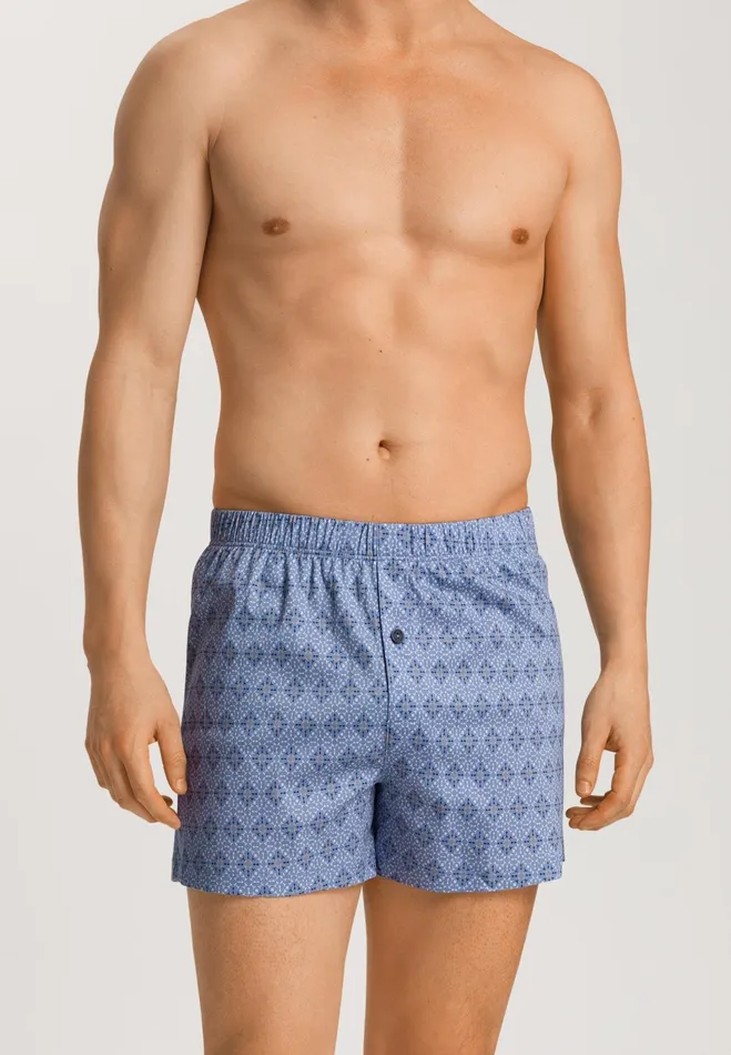 Cotton Knit Boxers Blue Mosaic Men HANRO Boxers