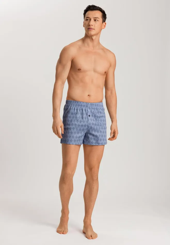 Cotton Knit Boxers Blue Mosaic Men HANRO Boxers