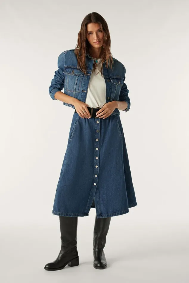 CowieDenim Midi Skirt Clothing Baandsh Skirts and Shorts