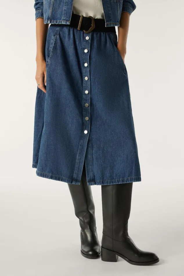 CowieDenim Midi Skirt Clothing Baandsh Skirts and Shorts