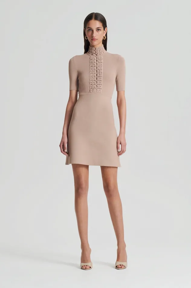 CREPE KNIT DAISY MINI DRESS OAT Women Dresses Scanlan Theodore