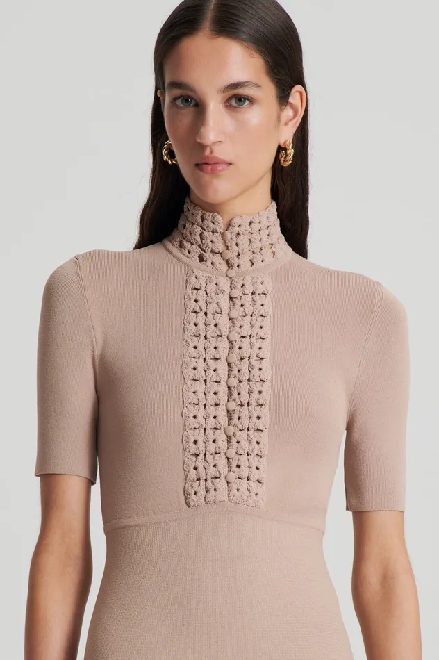 CREPE KNIT DAISY MINI DRESS OAT Women Dresses Scanlan Theodore