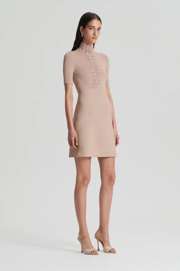 CREPE KNIT DAISY MINI DRESS OAT Women Dresses Scanlan Theodore