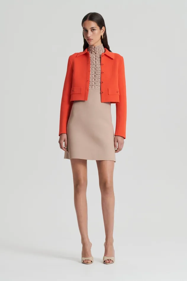 CREPE KNIT DAISY MINI DRESS OAT Women Dresses Scanlan Theodore