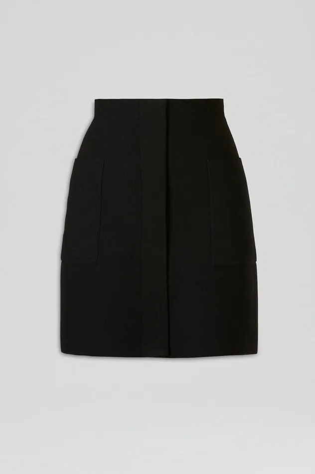 CREPE KNIT POCKET MINI SKIRT BLACK Skirts Scanlan Theodore Women CREPE KNIT POCKET MINI SKIRT BLACK Skirts Scanlan Theodore Women