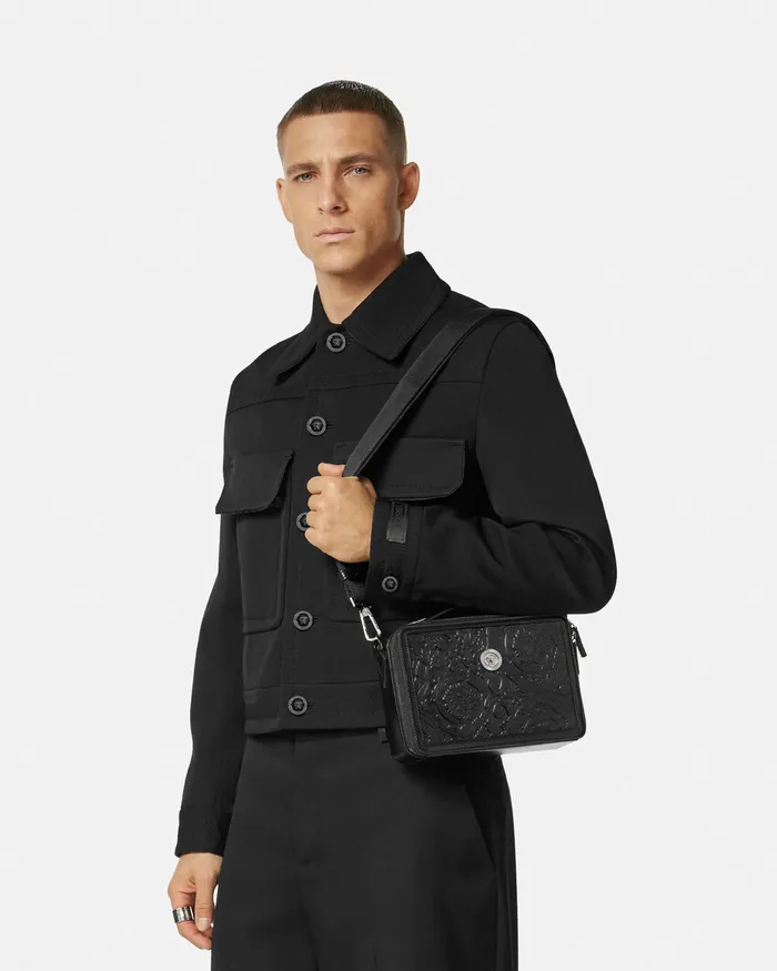 Crossbody and Messengers Men Versace Medusa Biggie Barocco Messenger Bag Black