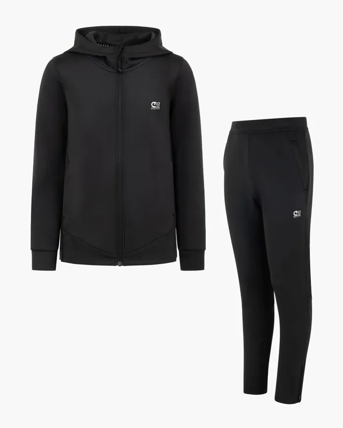 Cruyff Vital Zip Through Black Junior Sweats and Hoodies