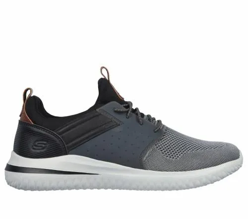 Delson 30 8211 Cicada Gray Black Men SKECHERS SlipOn