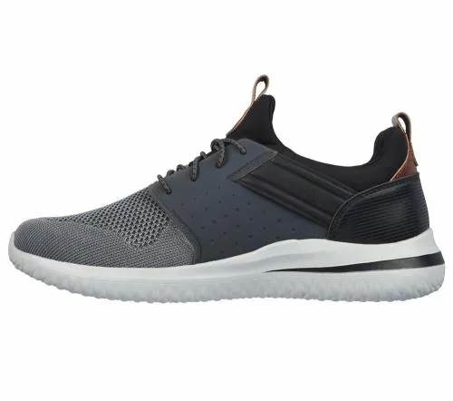 Delson 30 8211 Cicada Gray Black Men SKECHERS SlipOn
