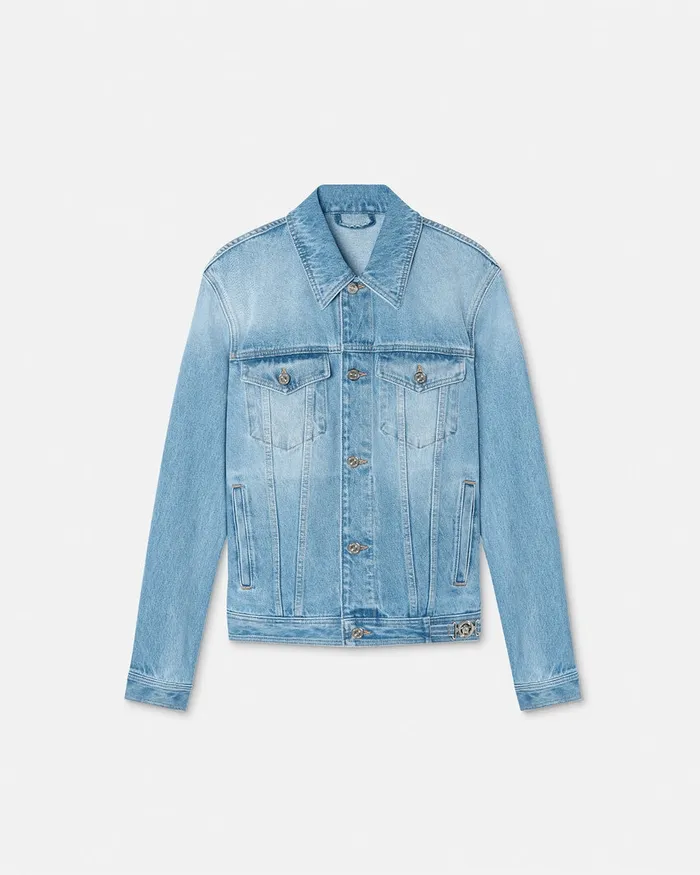 Denim Men Versace Blouson Denim Jacket Blue