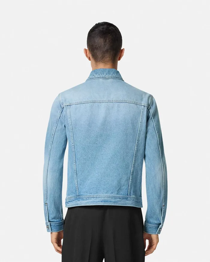 Denim Men Versace Blouson Denim Jacket Blue