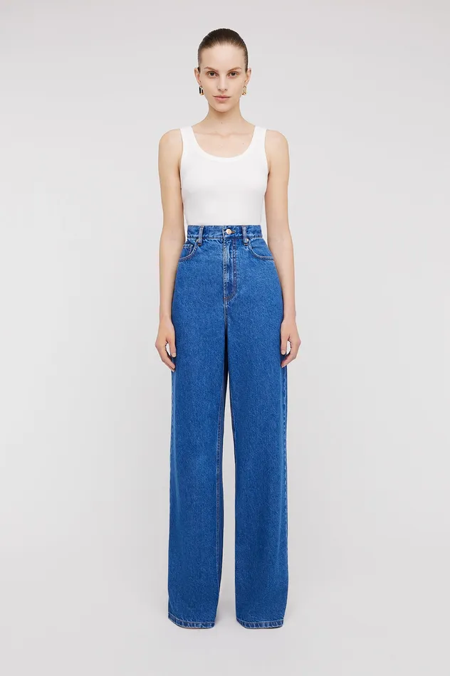 Denim Scanlan Theodore Women DENIM DRAPE LEG JEAN BLUE1175