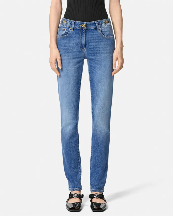Denim Women Versace Medusa 03995 Skinny Jeans Blue