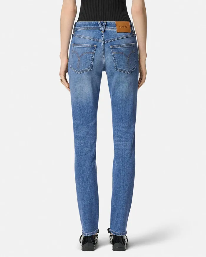 Denim Women Versace Medusa 03995 Skinny Jeans Blue