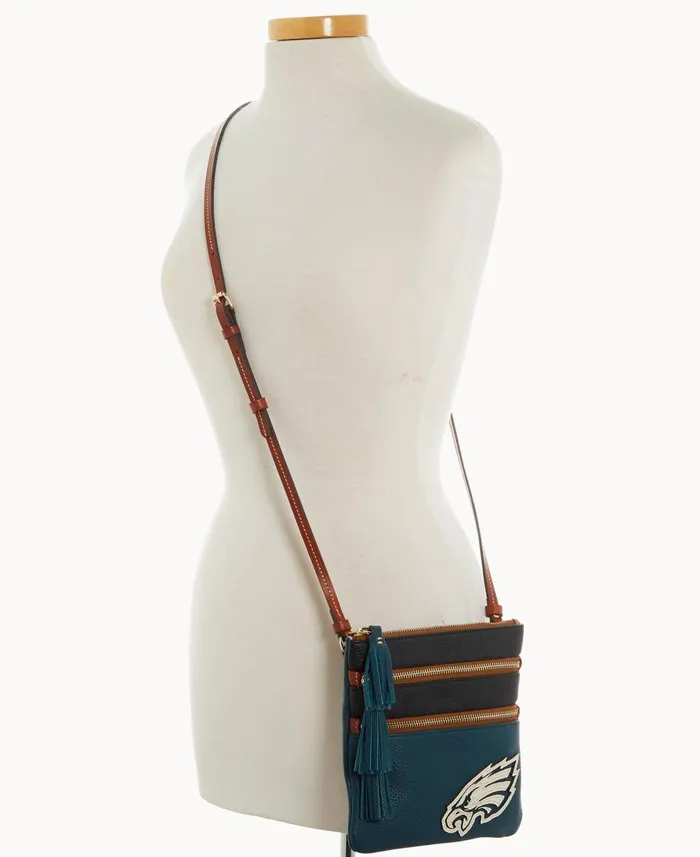 Dooney and Bourke Crossbodies NFL Eagles Triple Zip Crossbody Eagles 8211 WomenMen Dooney and Bourke Crossbodies NFL Eagles Triple Zip Crossbody Eagles 8211 WomenMen