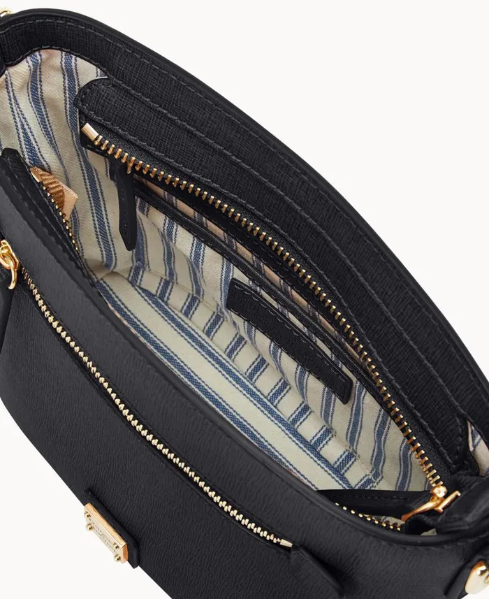 Dooney and Bourke Crossbodies Saffiano Small Zip Crossbody Black 8211 WomenMen