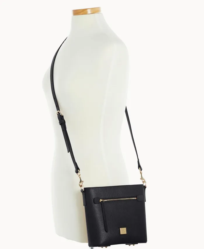 Dooney and Bourke Crossbodies Saffiano Small Zip Crossbody Black 8211 WomenMen