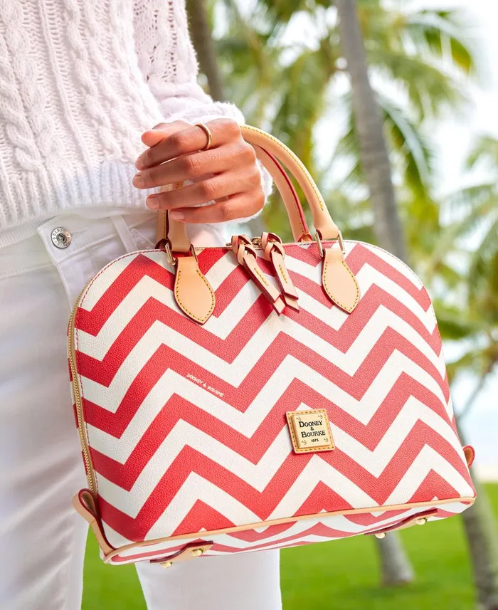 Dooney and Bourke Satchels Chevron Zip Zip Satchel Pink 8211 WomenMen