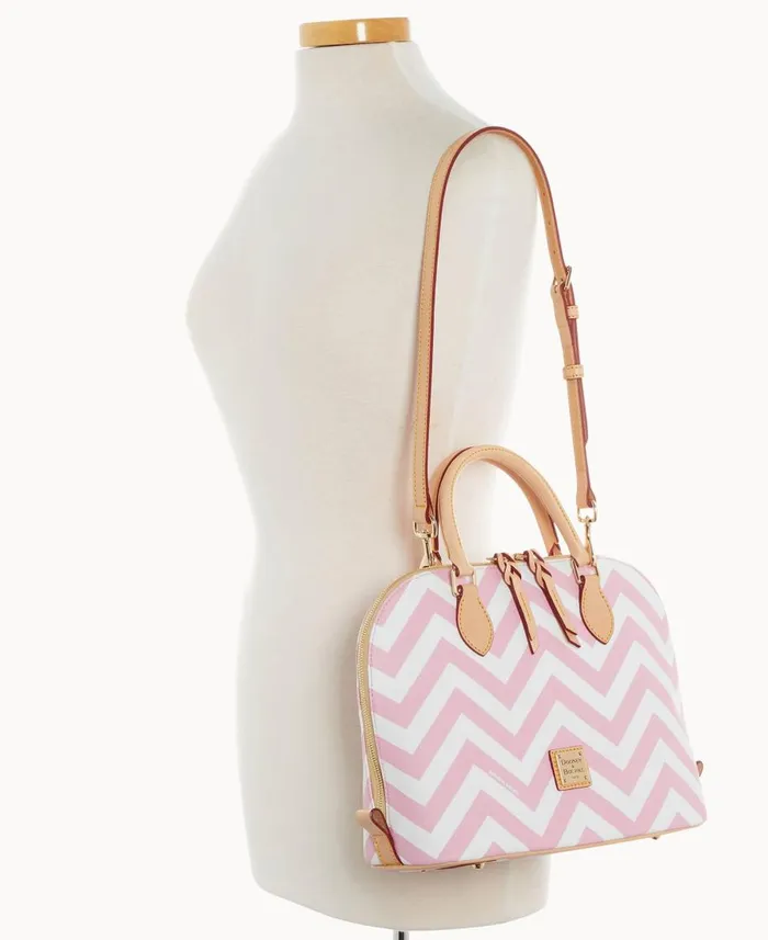 Dooney and Bourke Satchels Chevron Zip Zip Satchel Pink 8211 WomenMen