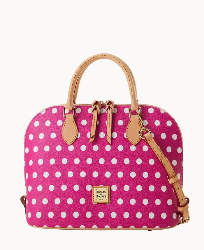 Dooney and Bourke Satchels Polka Dot Zip Zip Satchel Fuchsia 8211 WomenMen