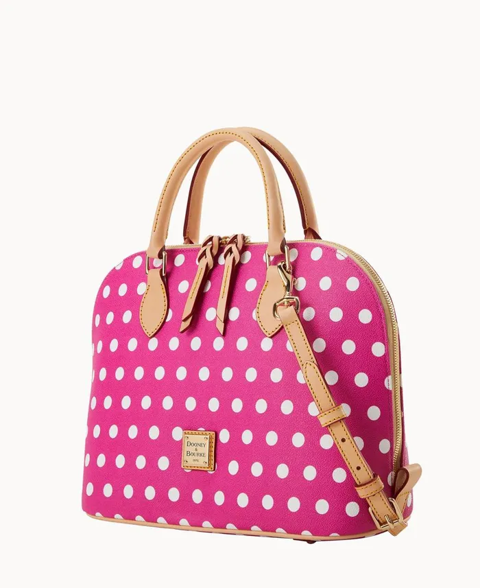 Dooney and Bourke Satchels Polka Dot Zip Zip Satchel Fuchsia 8211 WomenMen