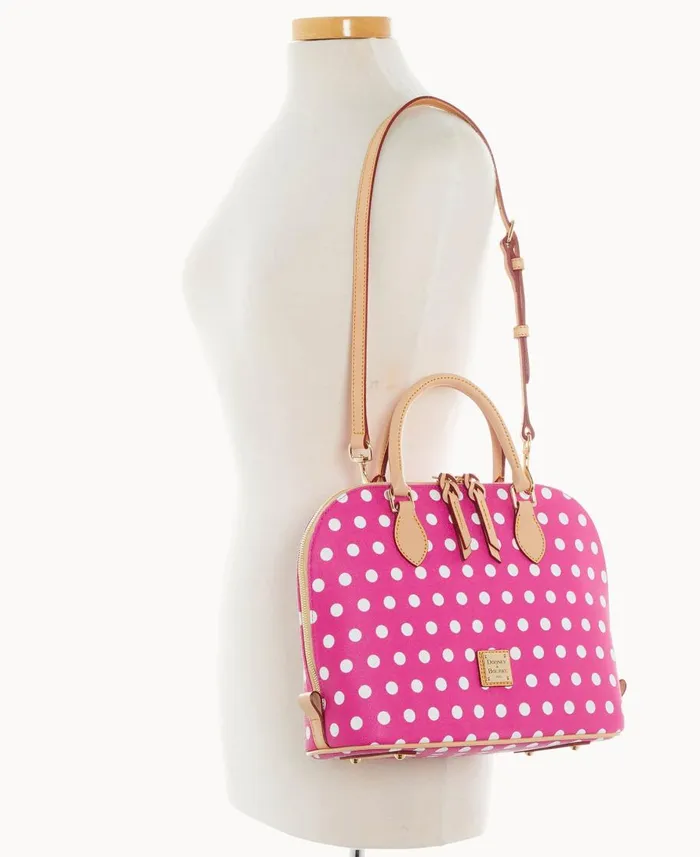 Dooney and Bourke Satchels Polka Dot Zip Zip Satchel Fuchsia 8211 WomenMen