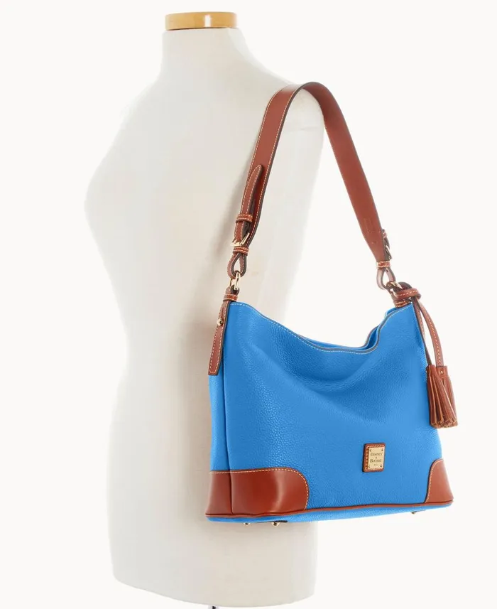 Dooney and Bourke Shoulder Bags Pebble Grain Large Sac Azure 8211 WomenMen