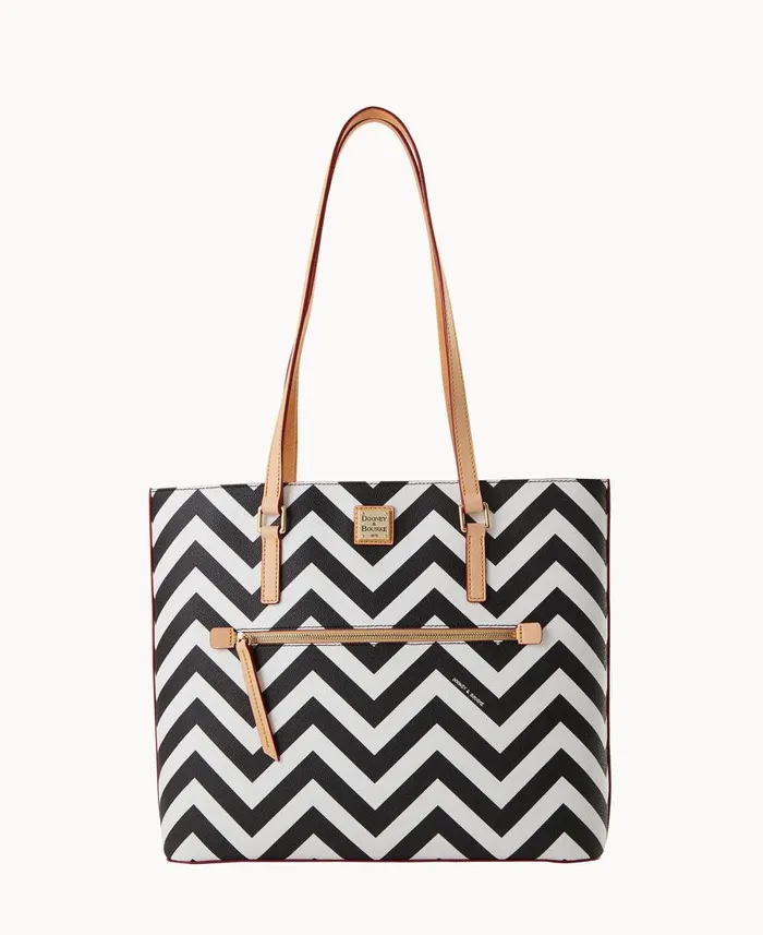 Dooney and Bourke Totes Chevron Large Shopper Black 8211 WomenMen