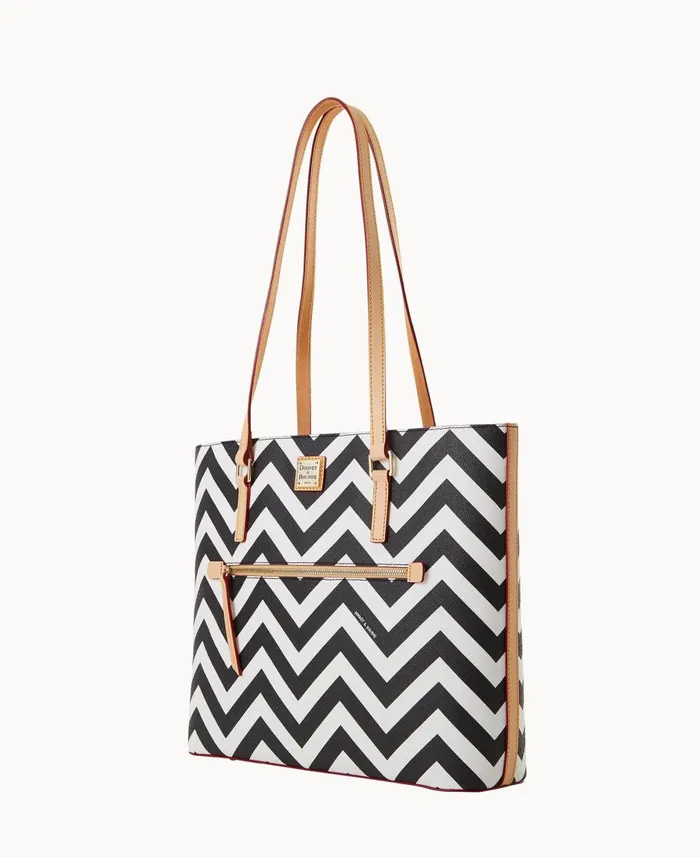 Dooney and Bourke Totes Chevron Large Shopper Black 8211 WomenMen