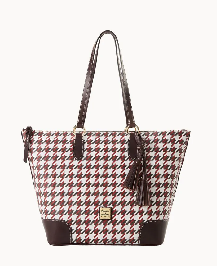 Dooney and Bourke Totes Houndstooth Career Tote Brick 8211 WomenMen