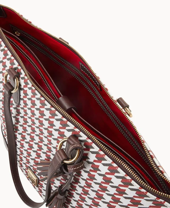 Dooney and Bourke Totes Houndstooth Career Tote Brick 8211 WomenMen
